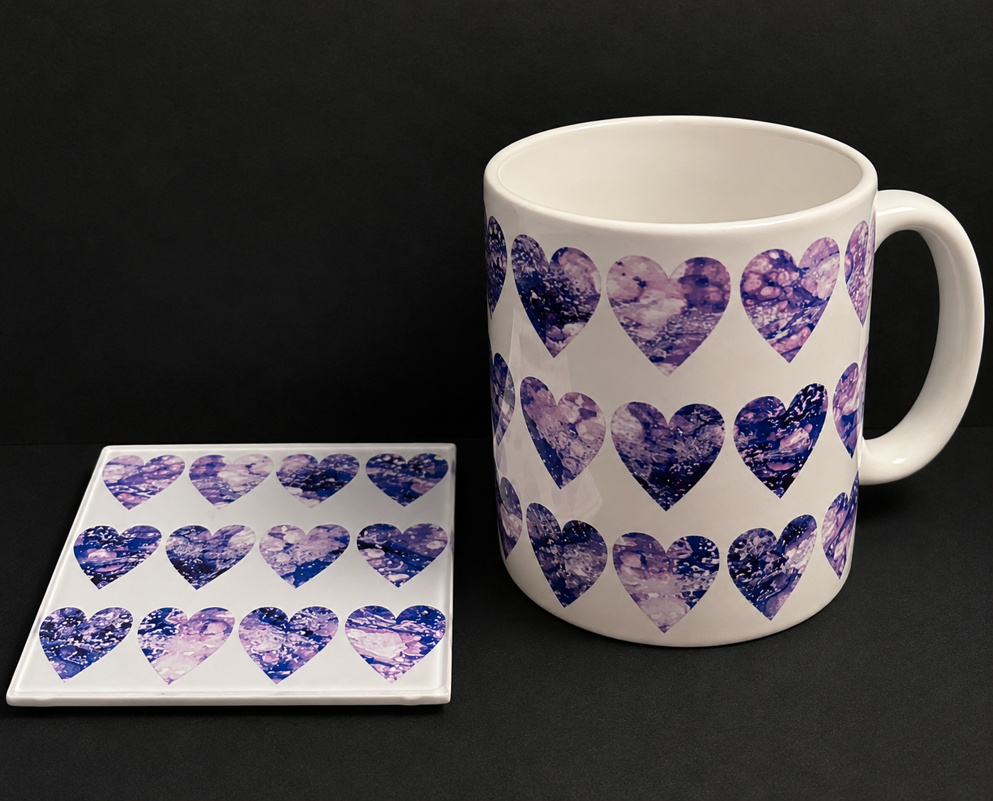 Mug & Glass Coaster Set – The Perfect Gift - Purple Heart Design