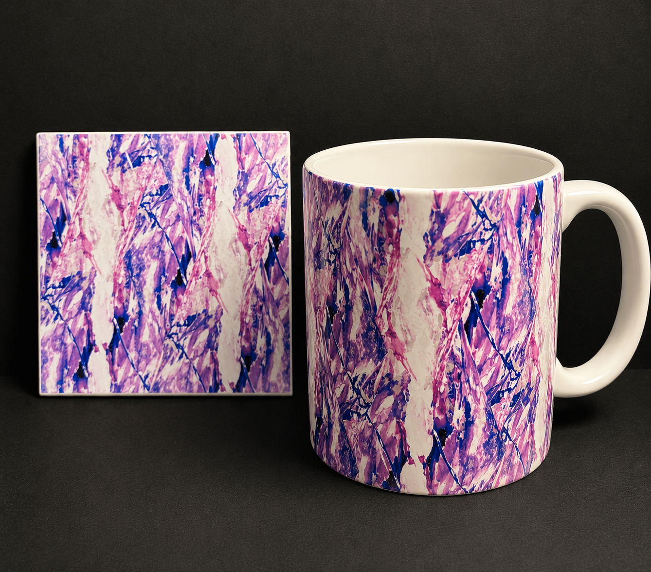 Mug & Glass Coaster Set – The Perfect Gift - Purple Design