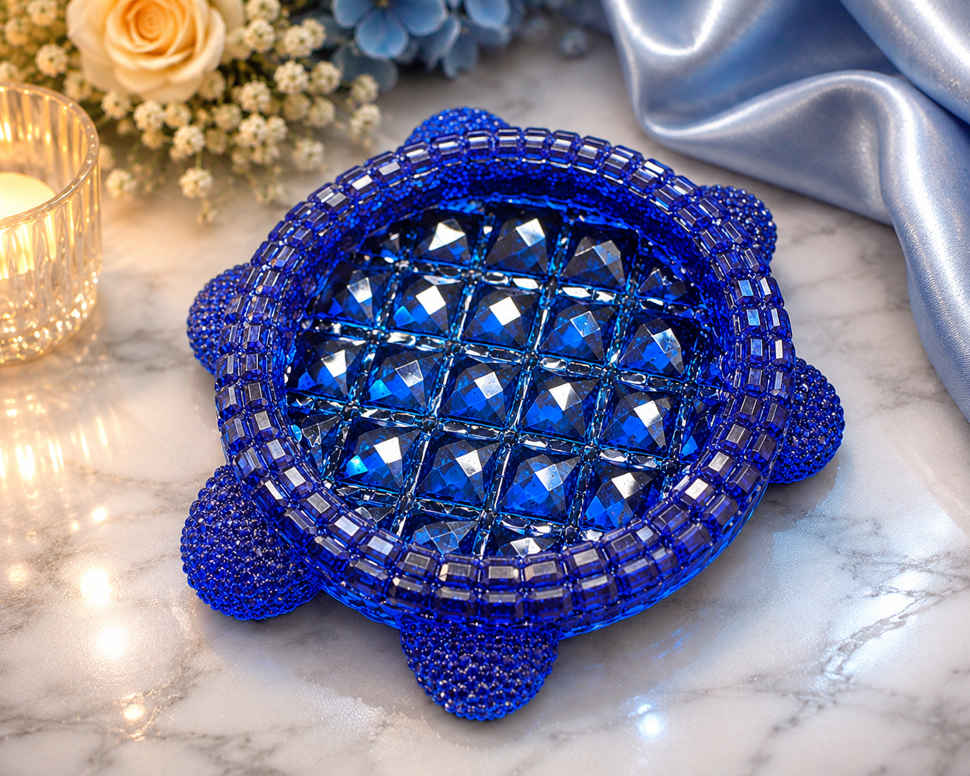 Sapphire Faceted Sea Turtle Trinket Dish & Decorative Tray