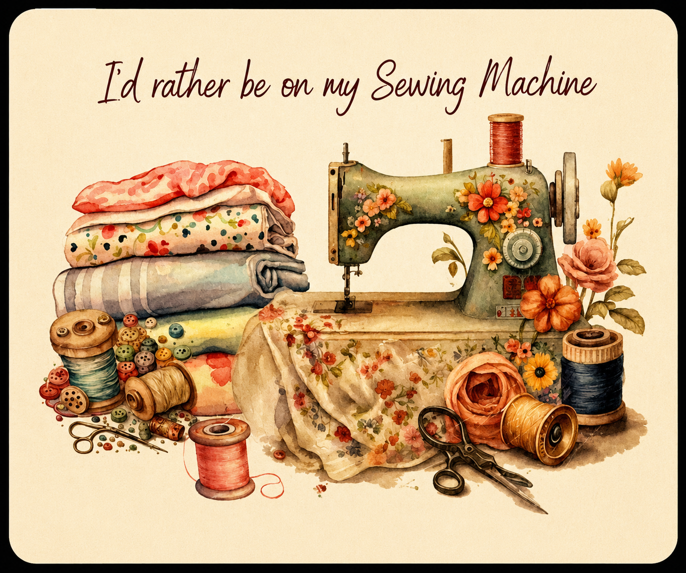 "I'd rather be on my sewing machine" Mouse Mat