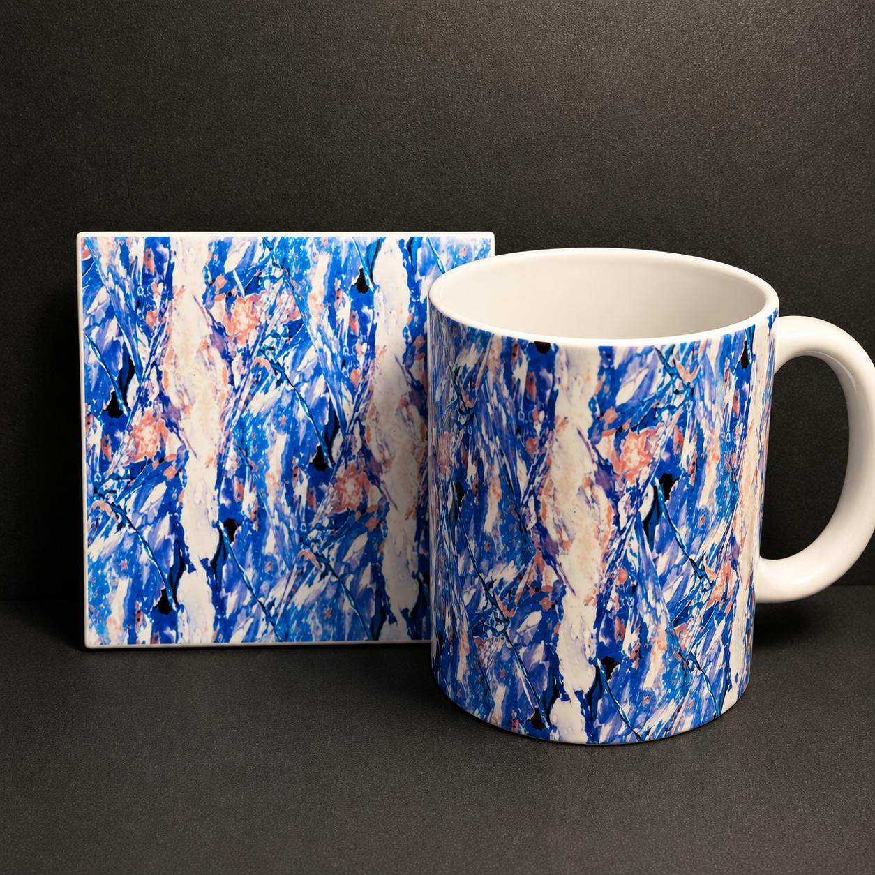 Mug & Glass Coaster Set – The Perfect Gift - Blue
