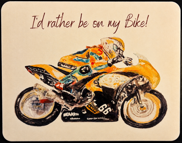 "I'd rather be on my bike" Mouse Mat - Motorbike