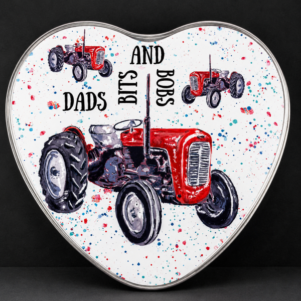 Heart Shaped Metal Tin for Dad - Tractor Design - Gift Tin for Chocolates, Sweets or Small Presents