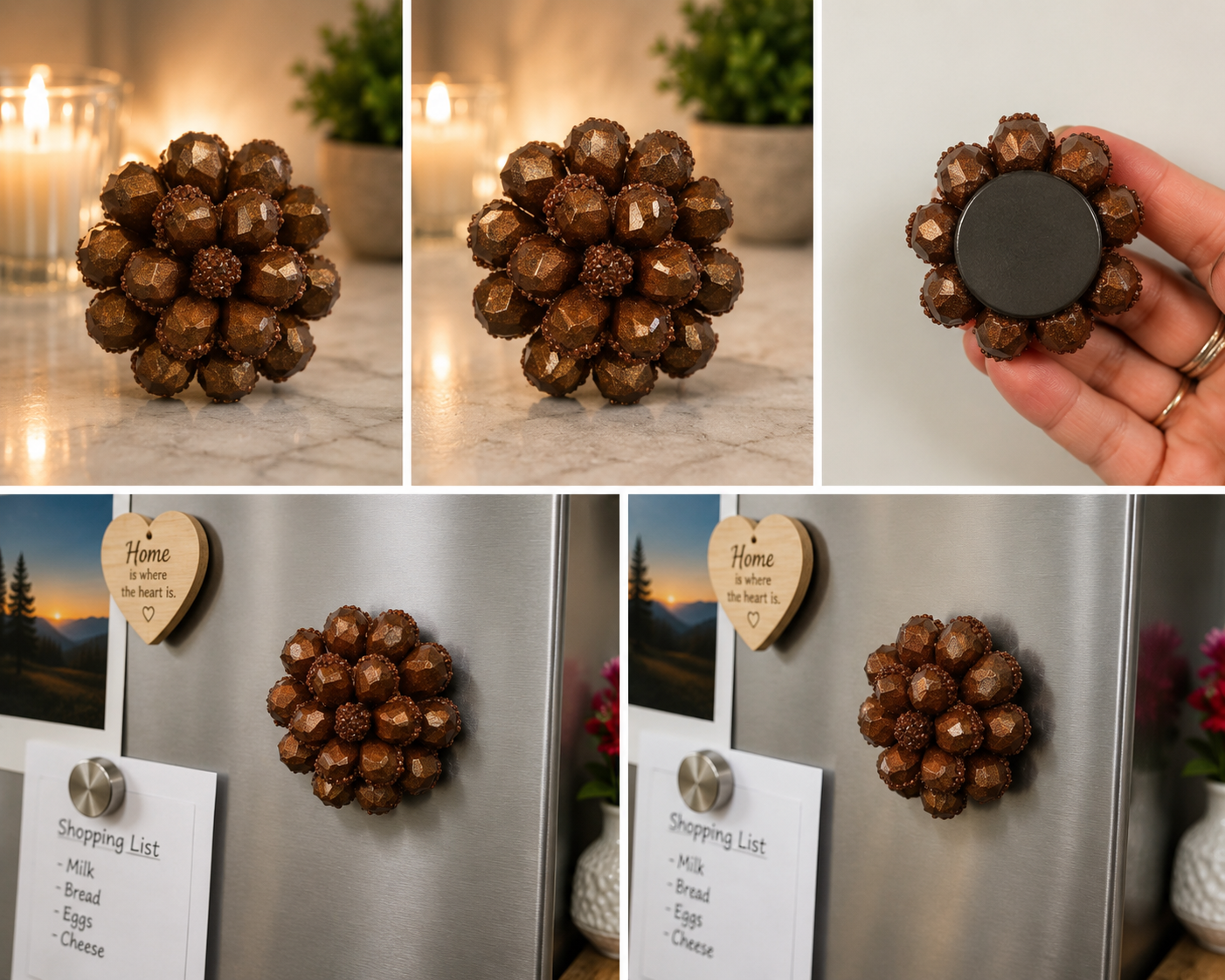 Faceted Flower Decorative Fridge Magnet