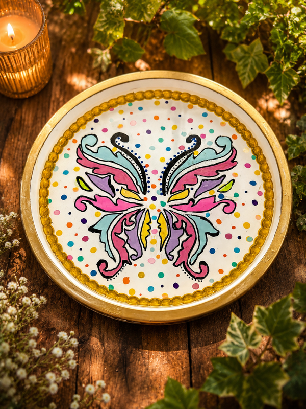 Whimsical Butterfly Hand-Painted Decorative Tray (17cm)