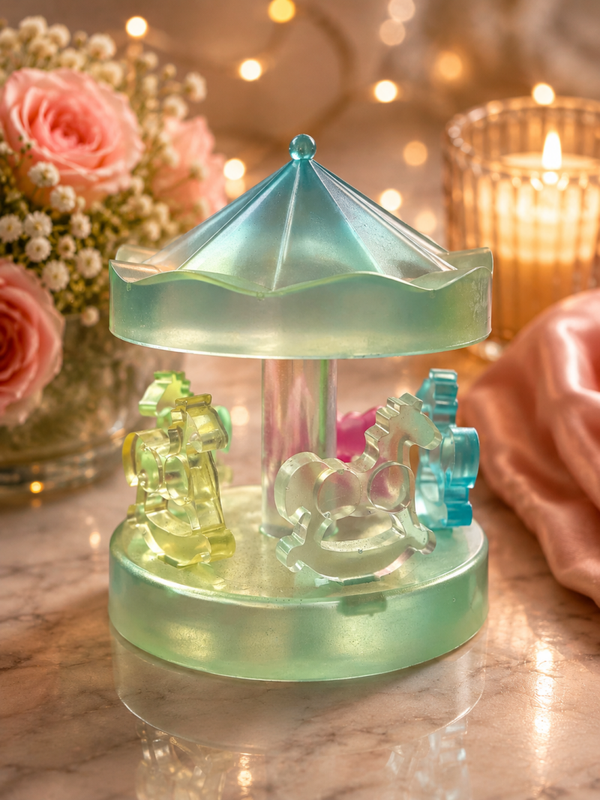 Pastel Dream Carousel Resin Decorative Sculpture