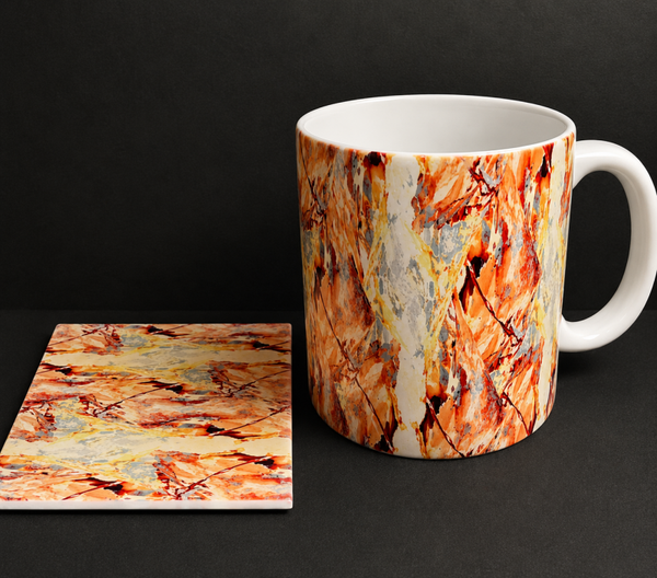 Mug & Glass Coaster Set – The Perfect Gift - Orange Design