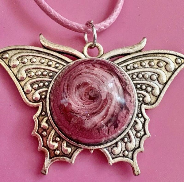 Butterfly Resin Pendant Necklace