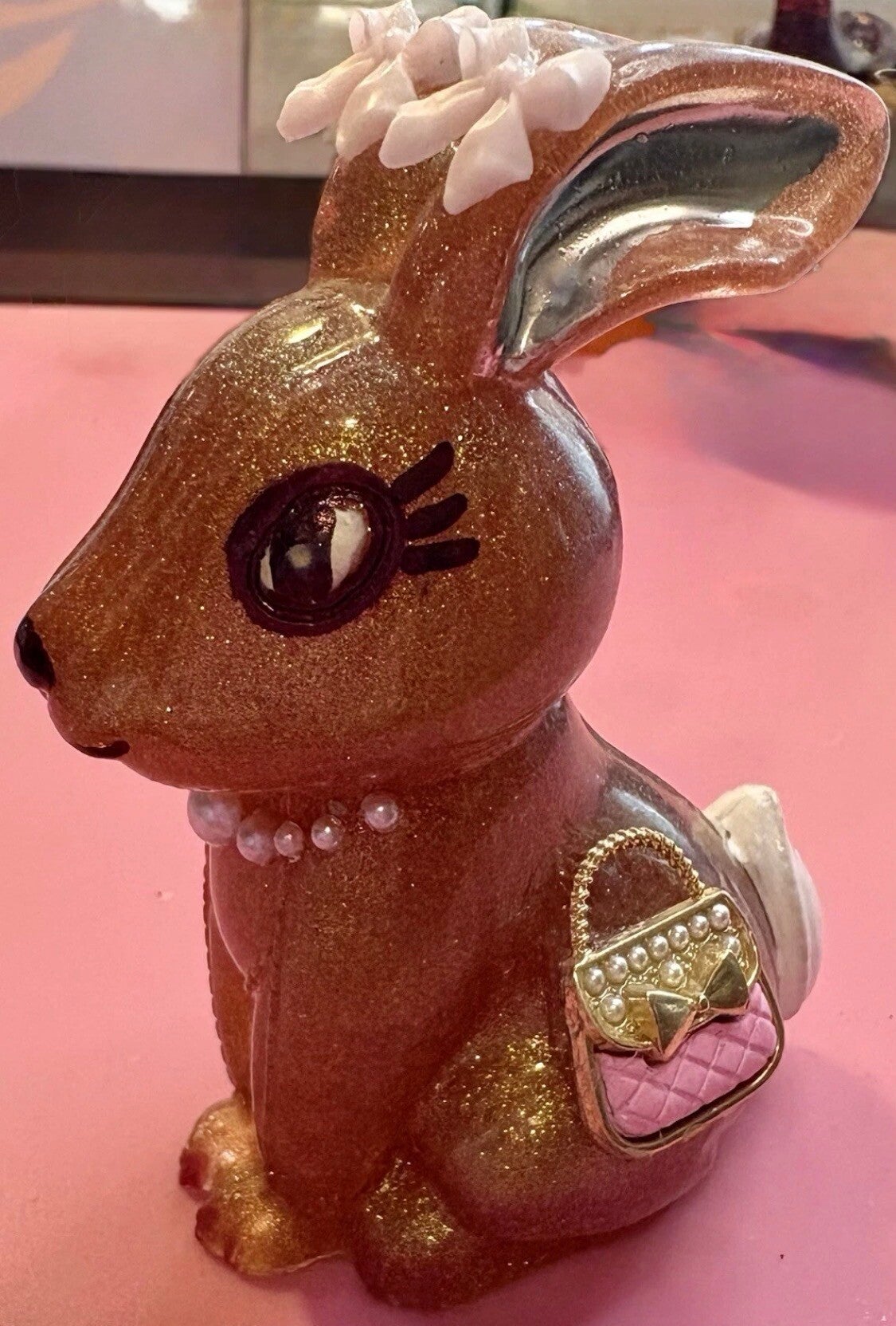 Charming Bunny Ornament with Hand-Painted Details