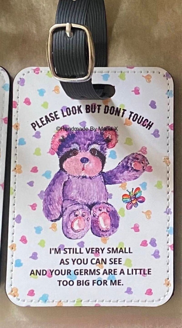 Polite Pram Tag - Leather with Bear