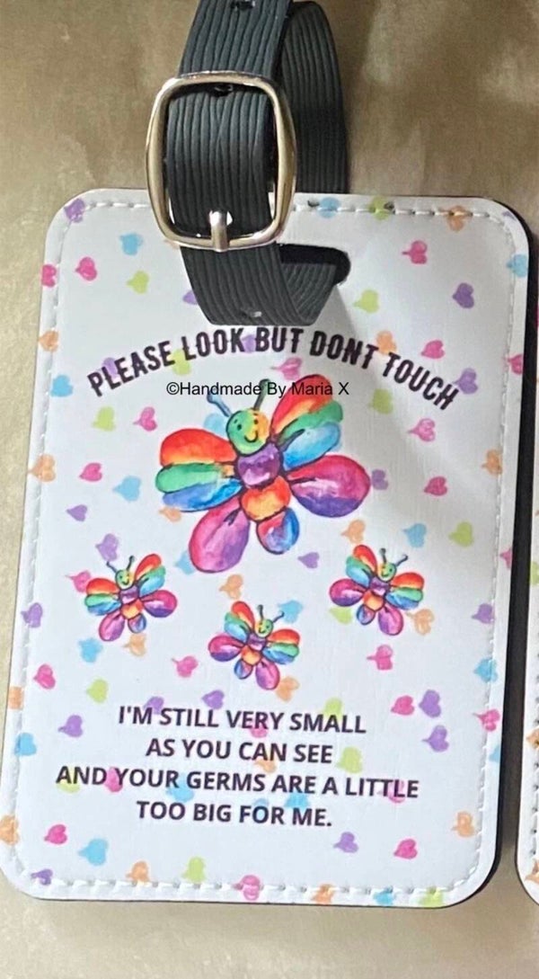 Polite Pram Tag – A Gentle Reminder for Little Ones with Butterflies