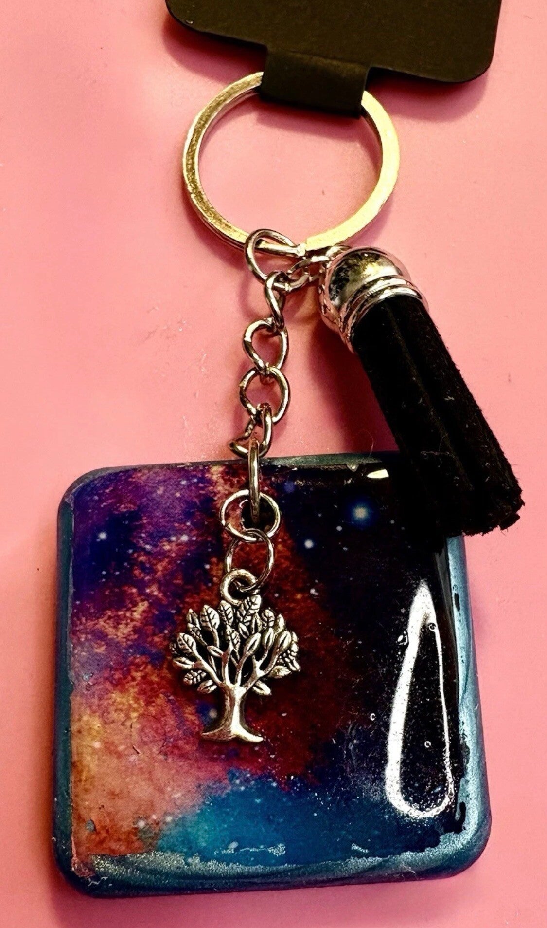 Galaxy Resin Keyring with Tassel – Handmade Cosmic Gift