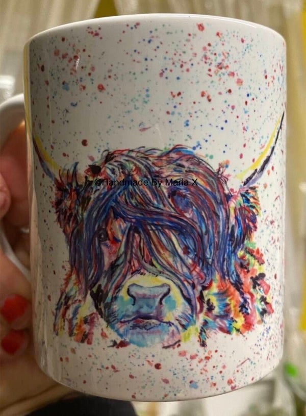 Colourful Highland Cow Handmade Mug – Made to Order Just for You!