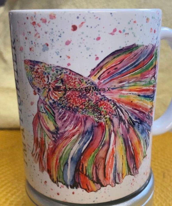 Colourful Fighter Fish Mug – Handmade to order just for you