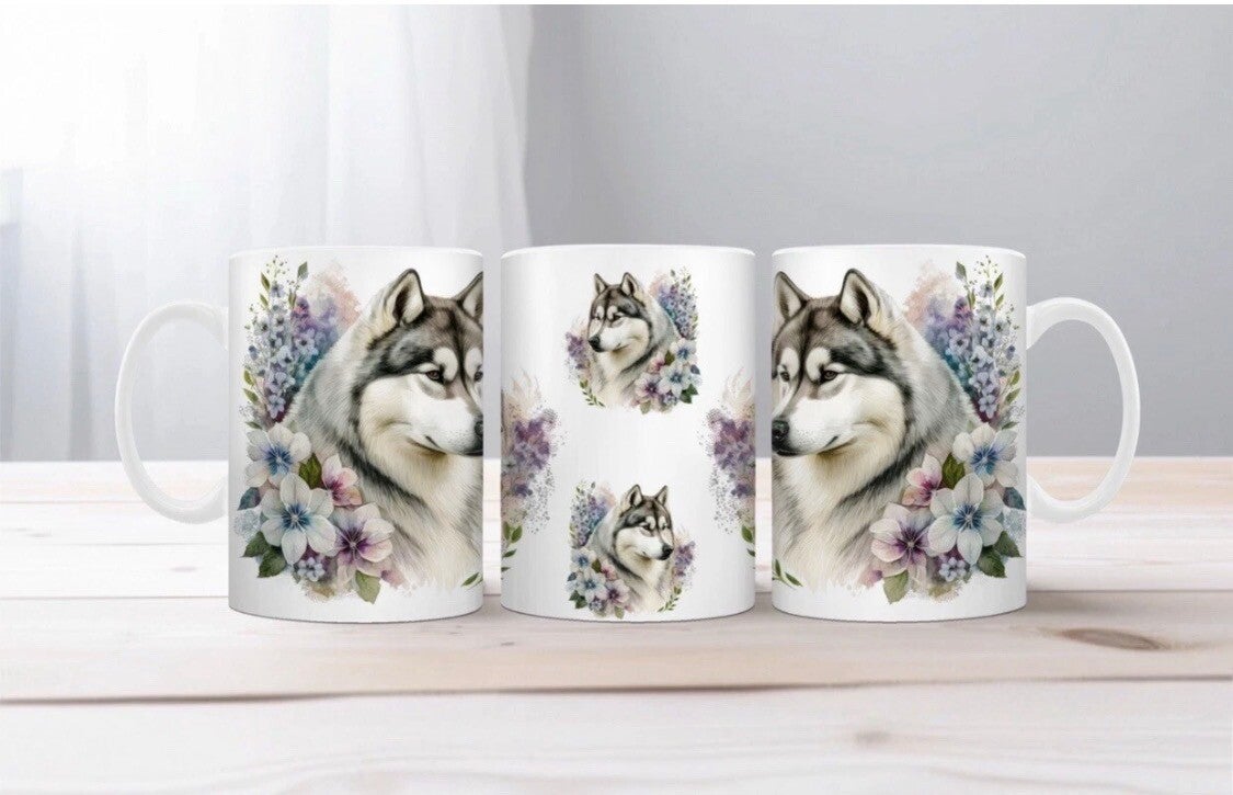Husky/Malamute Floral Mug – The Perfect Gift for Dog Lovers!