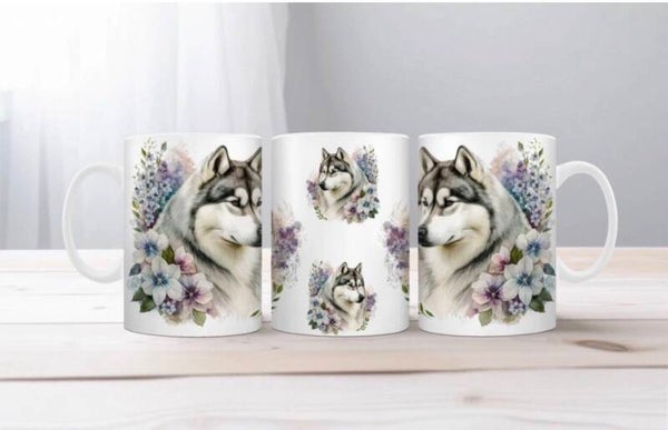 Husky/Malamute Floral Mug – The Perfect Gift for Dog Lovers!
