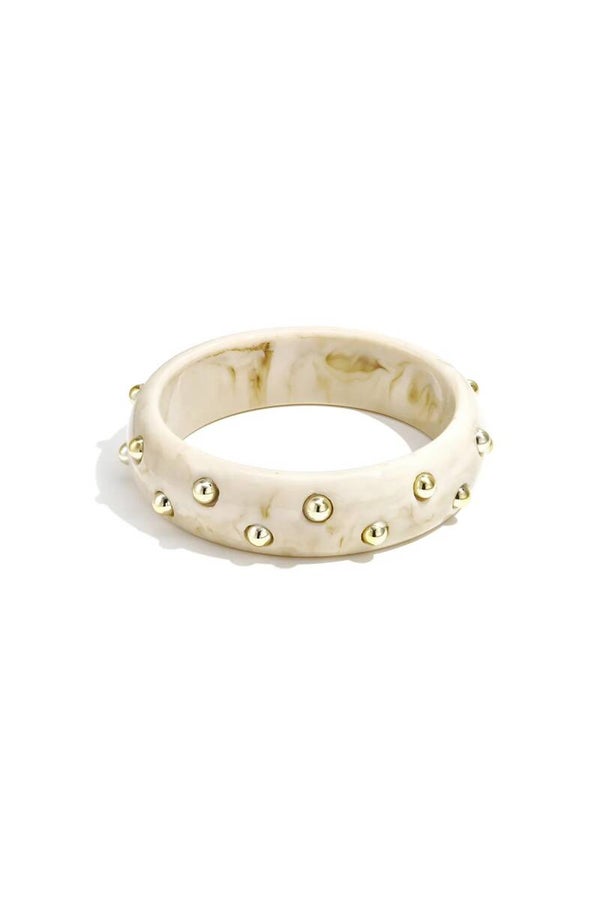 Armband statement met studs beige