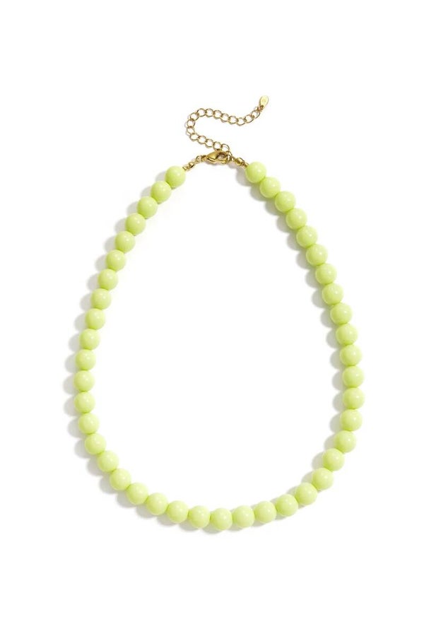 Ketting met medium kralen 10mm lime green