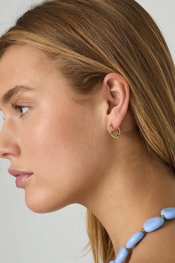 Oorbel hoops met structuur goud