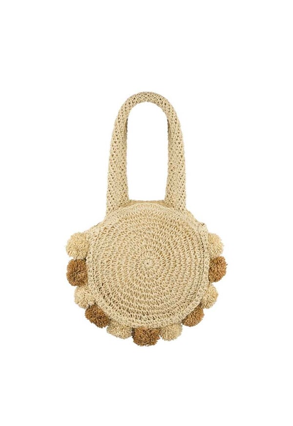 Pompom bag beige