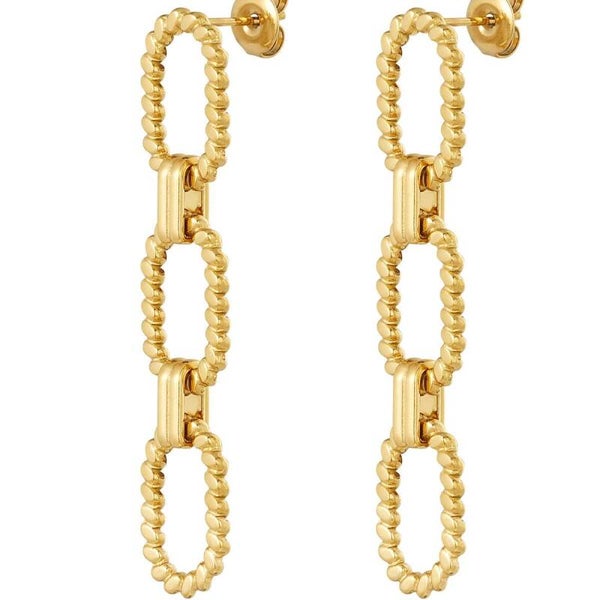 Oorbellen lange schakel goud