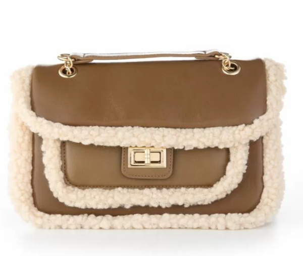 handtas met teddy details (bruin)