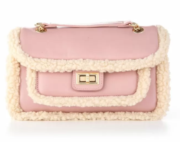 handtas met teddy details (licht roze)