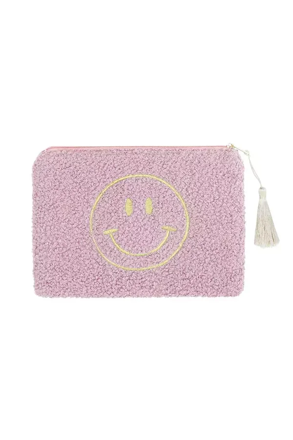 Teddy toilletasje / make-up bag - lila - smiley