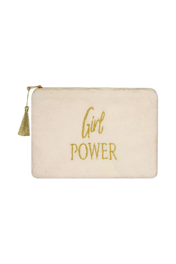 Toilettasje / Makeup bag Off-white - Girl power