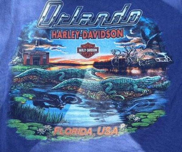 2002 Vintage Harley  Davidson Orlando Dual Sided Graphic T-Shirt