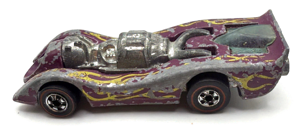 Vint Red Line Mattel Hot Wheels 1970 Jet Threat - Purple, Yellow Flames