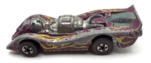 Vint Red Line Mattel Hot Wheels 1970 Jet Threat - Purple, Yellow Flames