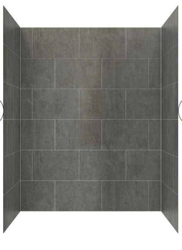Allen Roth Platform 60 in W x 32 in D x 78 in H  Slate 9 - Piece Glue Up Alcove Shower Wall Surround