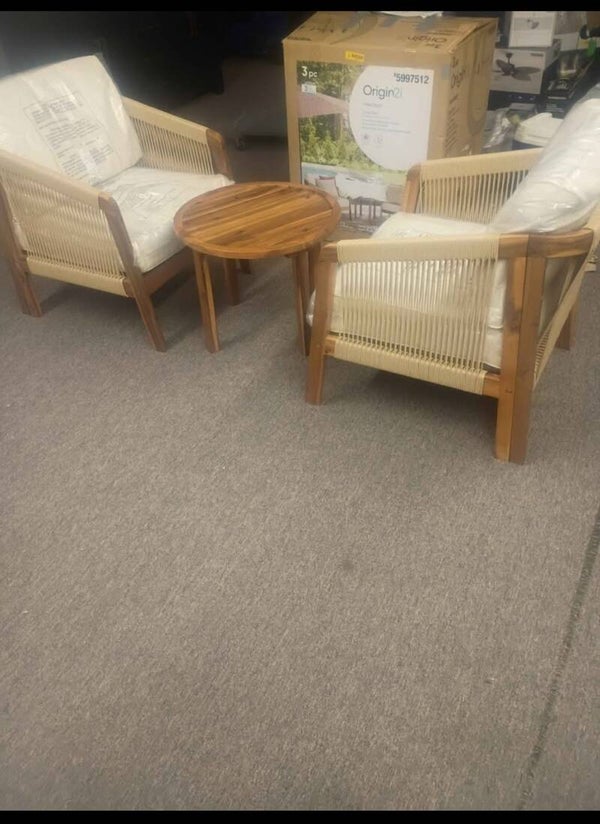Origin21  Pinecrest 3 - Piece Patio Conversation Set with ( Ivory White Cushions )