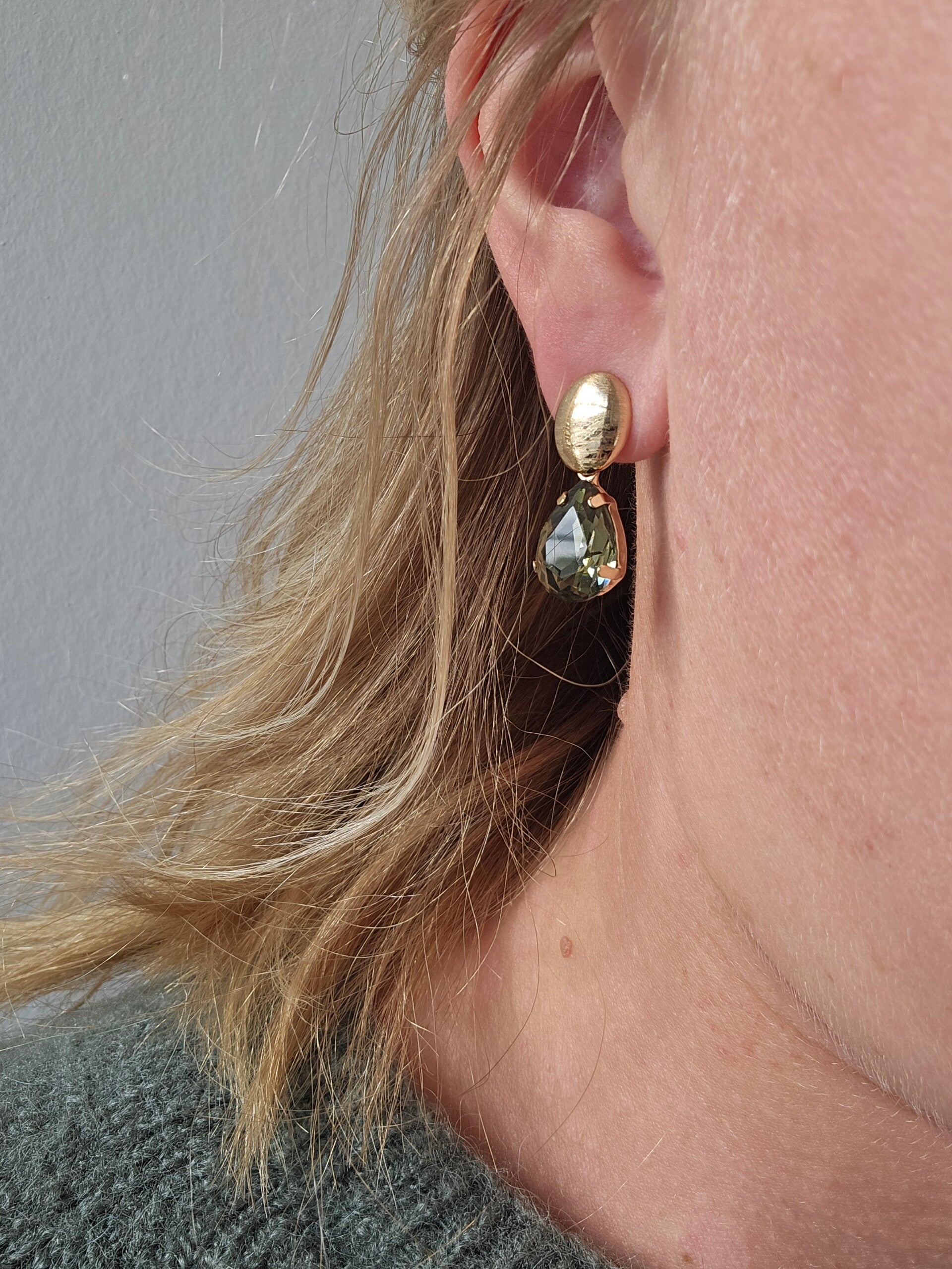 Oorbellen goud/groen