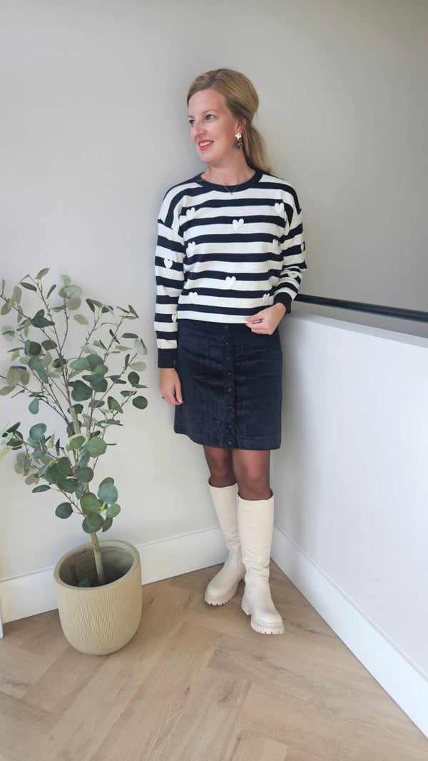 Rok velvet donkerblauw