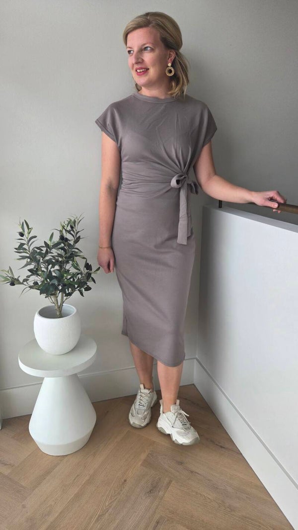Jurk met strik taupe