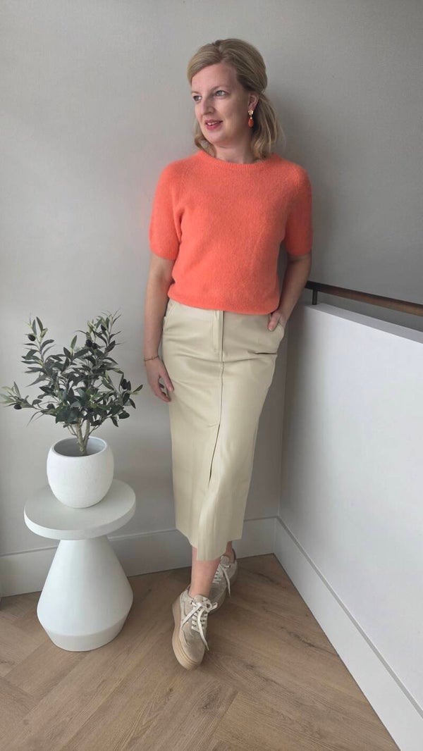 Midi rok Azzurro leer beige