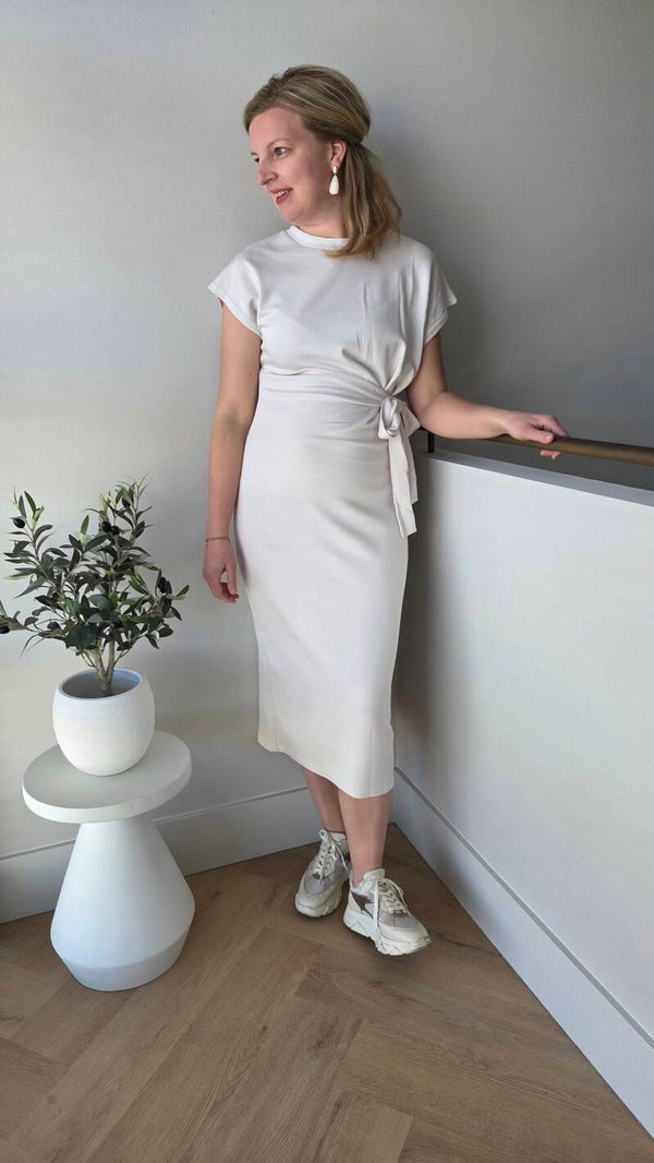 Jurk met strik beige