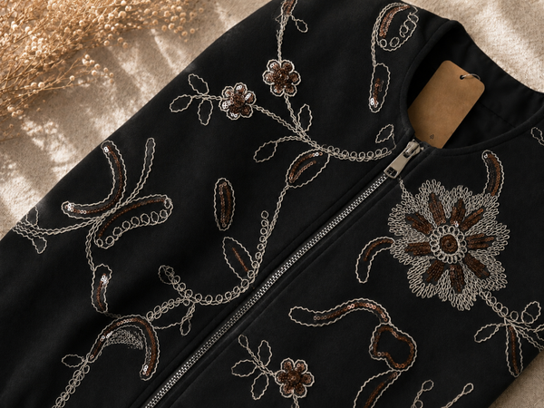 Jasje | bloemen zwart