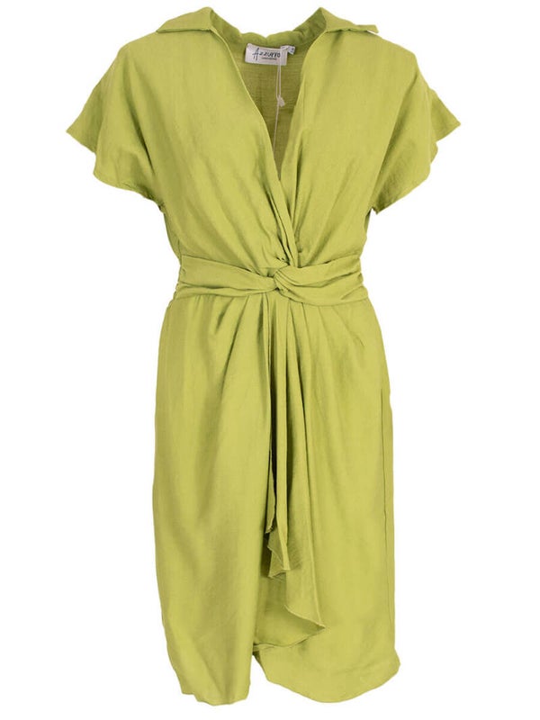 Jurk met knoopdetail lime