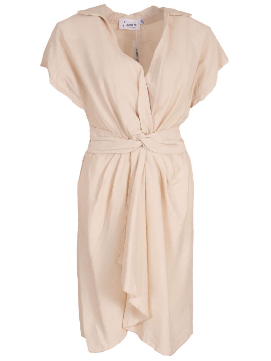 Jurk met knoopdetail beige