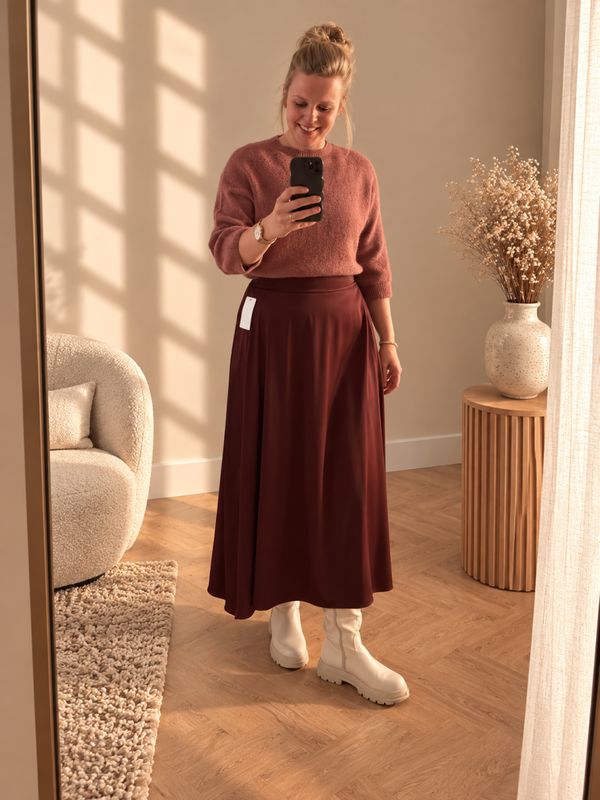 Rok | satijn bordeaux