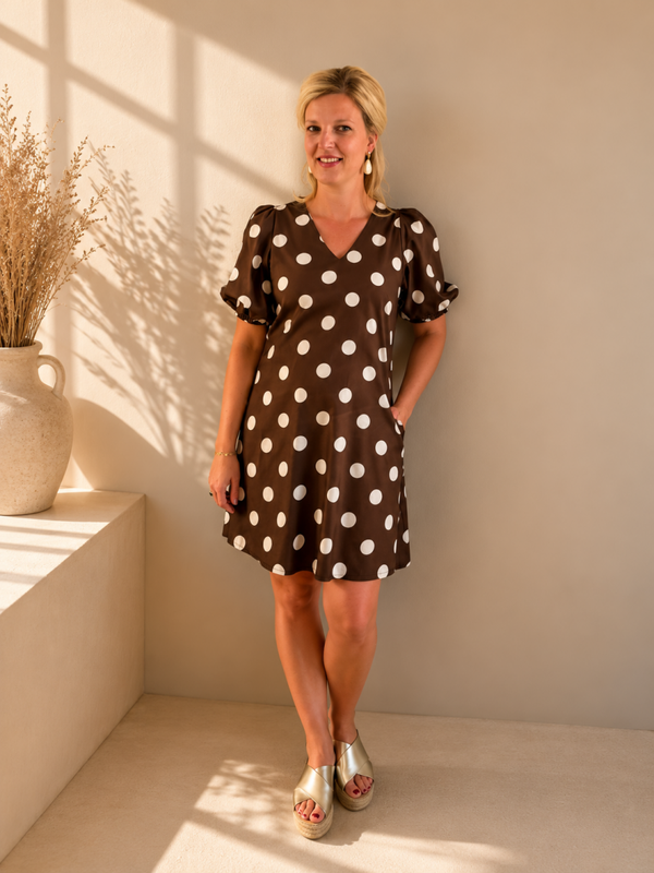 Jurk | Polkadot bruin
