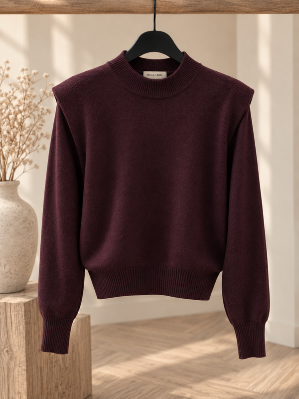 Trui met schouderdetail | plum