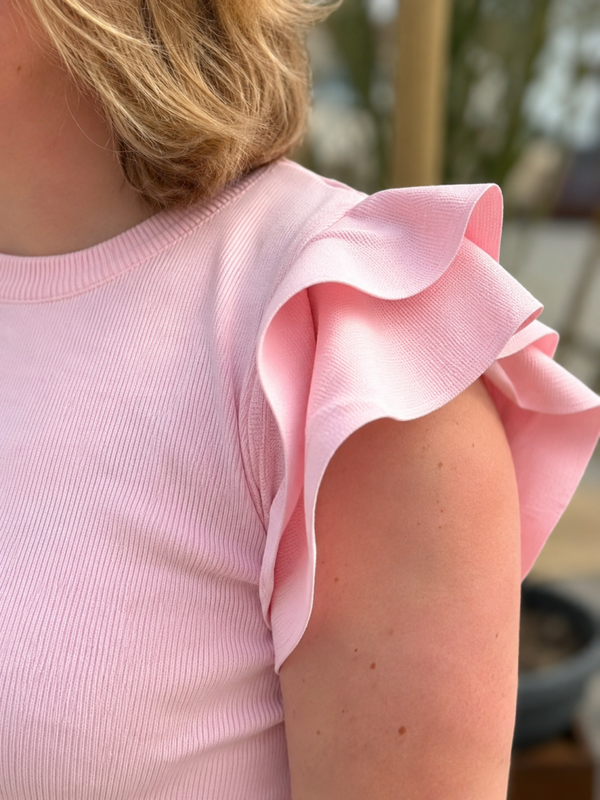 Top | roze ruffle mouwtje