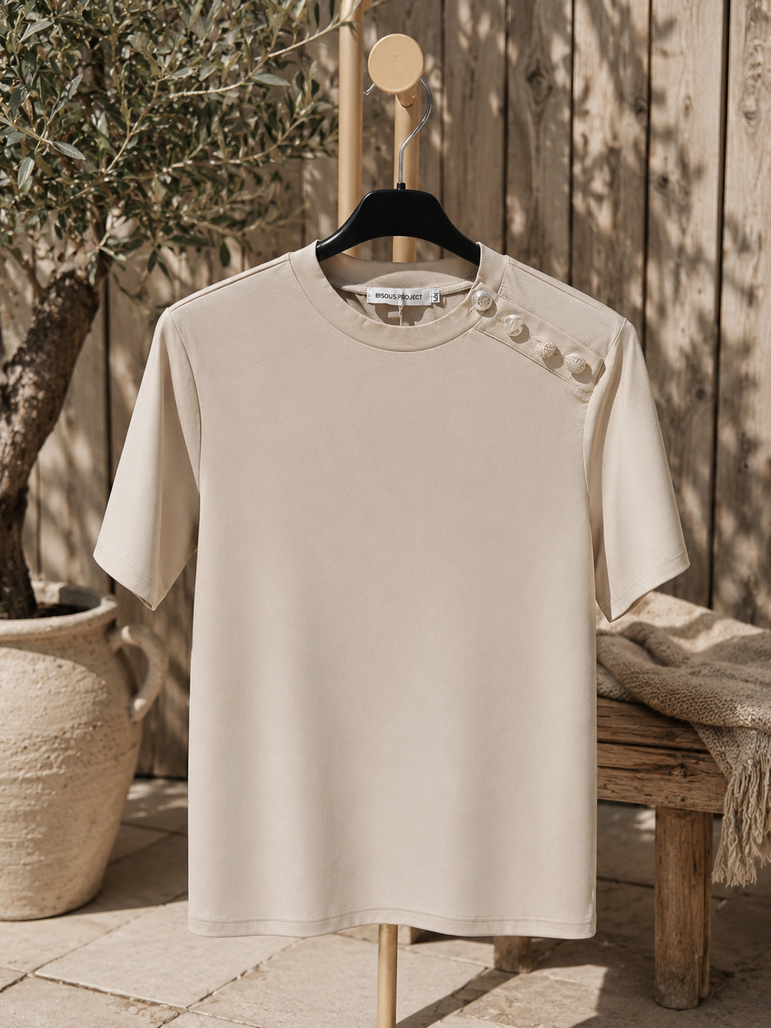 Shirt travel | knoop details taupe