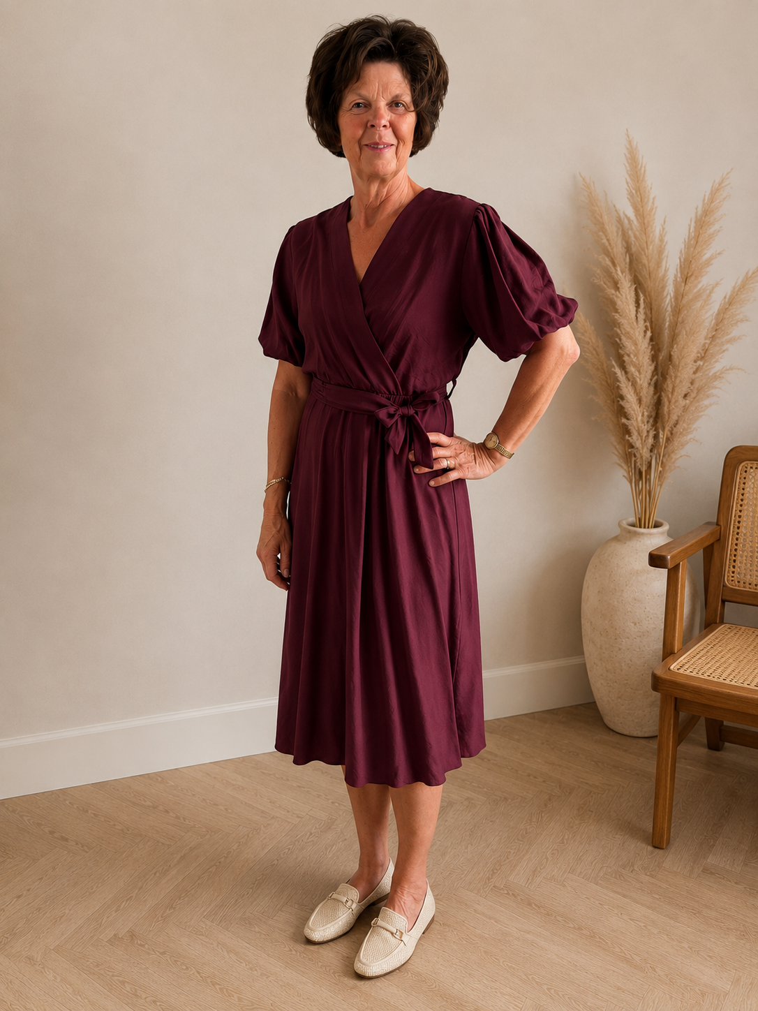 Jurk | strik bordeaux