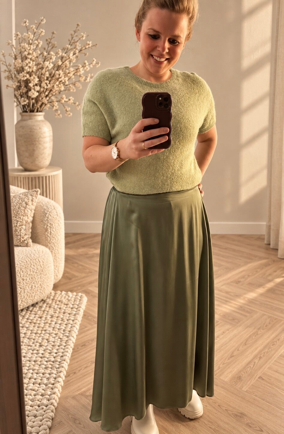 Rok | satijn army green