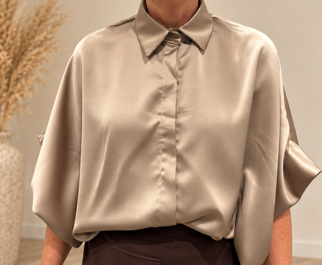 Blouse | satijn beige